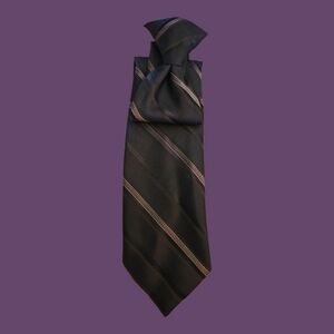 3/$30 Vtg AUSTIN MANOR 1980s Dark Gray Striped Slim Clip-on Tie